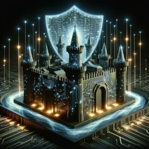 A digital fortress symbolizing robust network security measures.